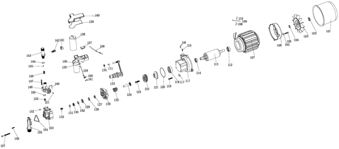 PUMP Diagram and Parts List for PW1600-BR Type 1 Black and Decker Pressure Washer
